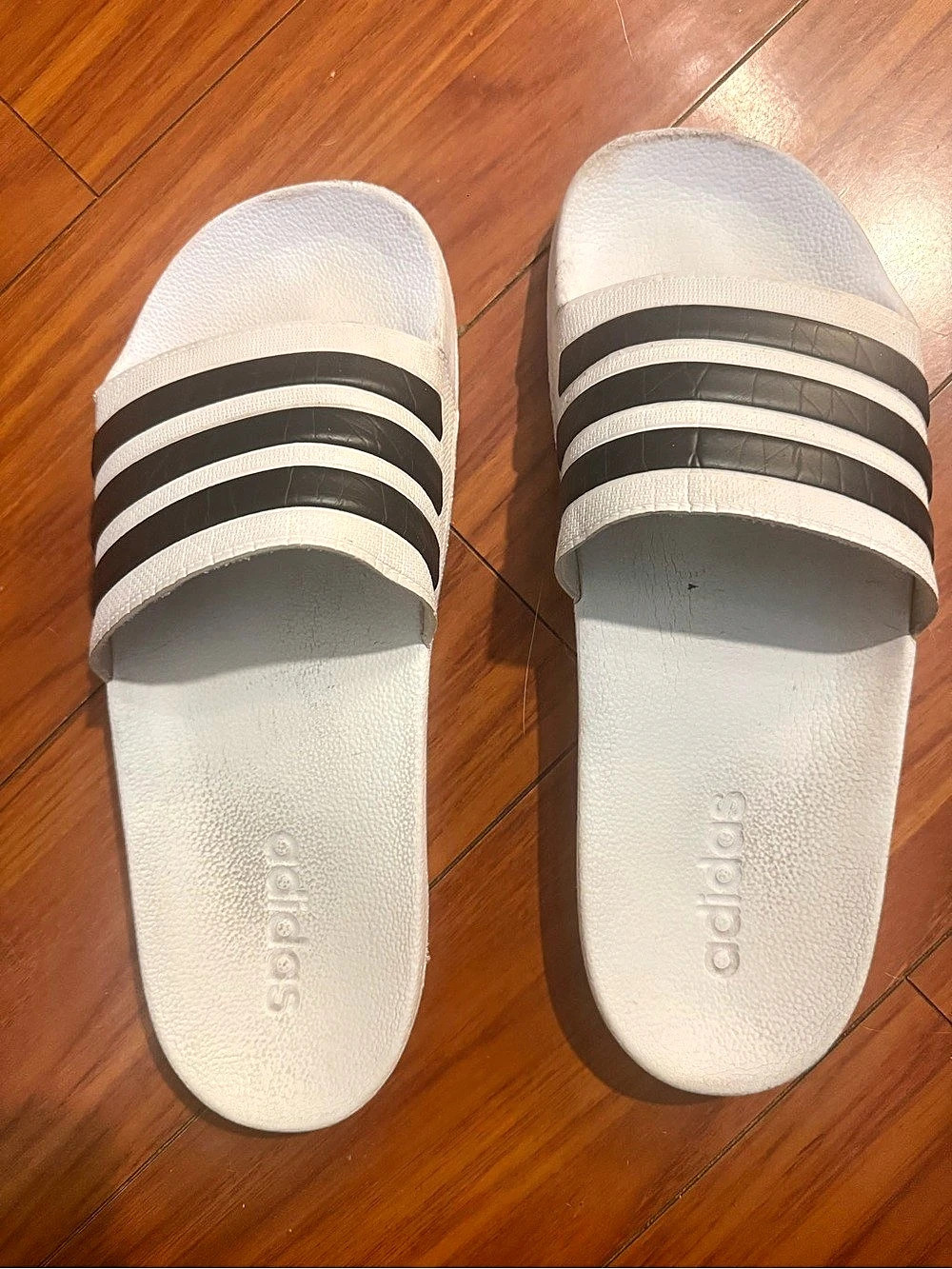 Men’s adidas Adilette Comfort Slides White & Black Sandals